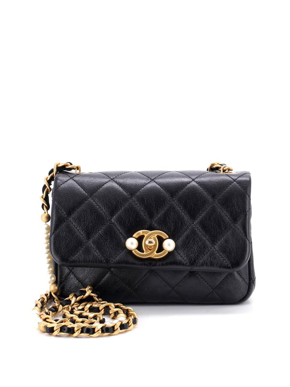 Chanel Cc Pearl Section Chain Flap Bag #357231C42B